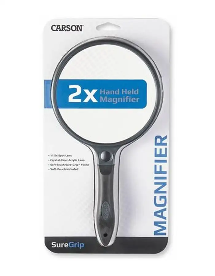 Carson Handlupe mit Gummi Griff 2fache Vergrößerung 130mm Linsendurchmesser