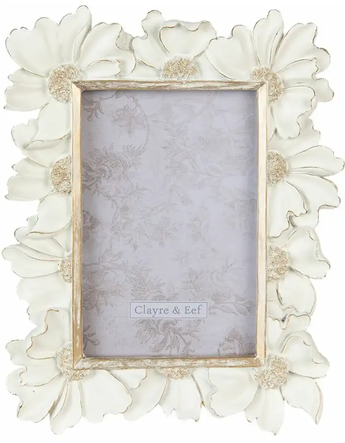 Clayre & Eef 2F0912 Fotorahmen 18x2x23 cm 10x15 cm Weiß