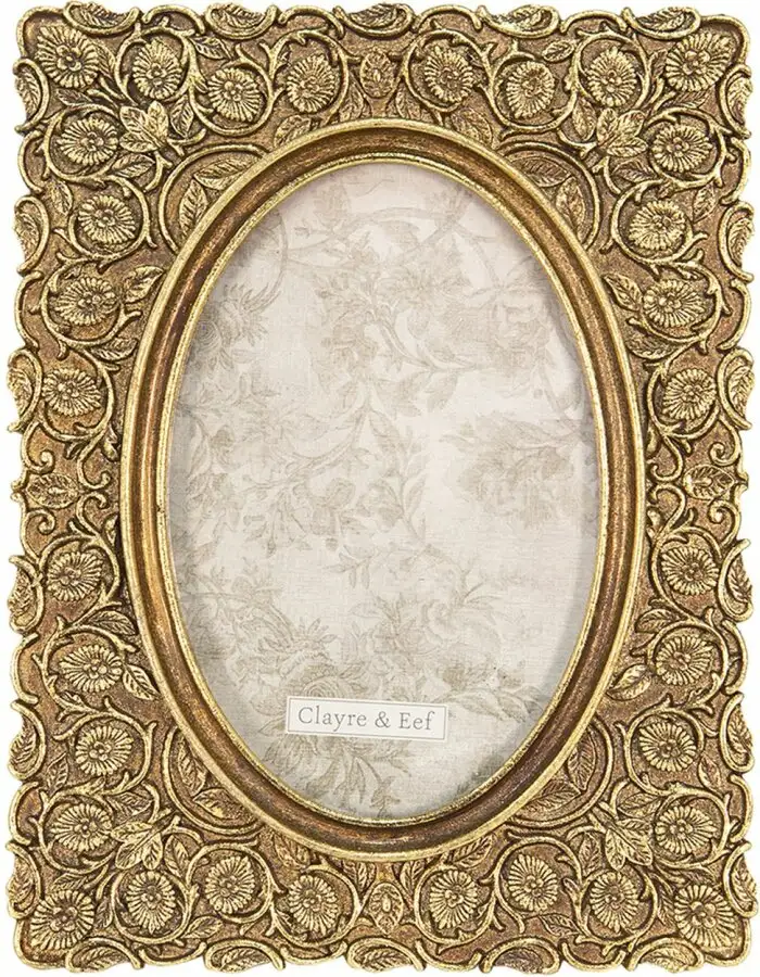 Clayre & Eef 2F0930 Bilderrahmen Goldfarbig 16x1x21 cm 10x15 cm