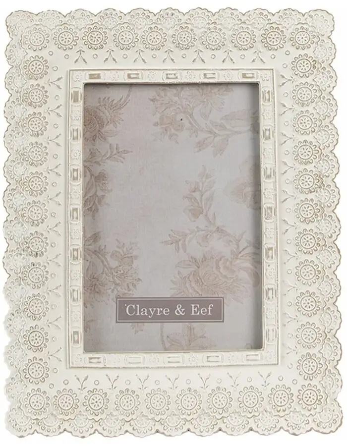 Clayre & Eef 2F0940 Fotorahmen 16x2x21 cm 10x15 cm Weiß Rechteck