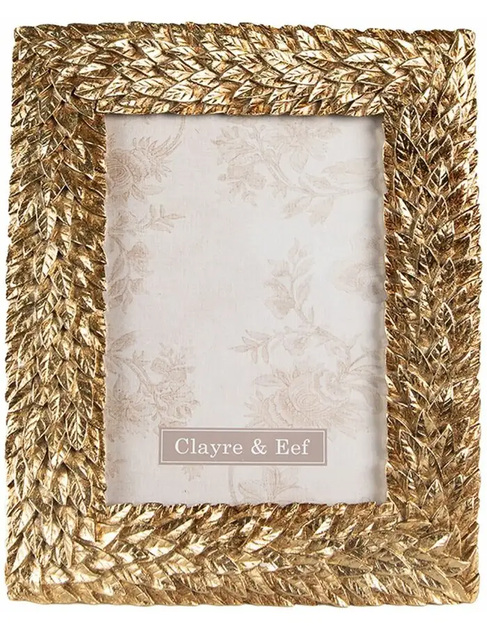 Clayre & Eef 2F0947 Fotorahmen 19x2x24 cm 13x18 cm Goldfarbig Rechteck