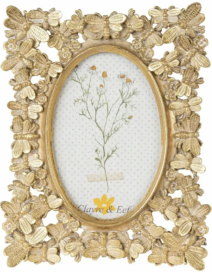 Clayre & Eef 2F0958 Fotorahmen 18x2x22 cm 10x15 cm Goldfarbig