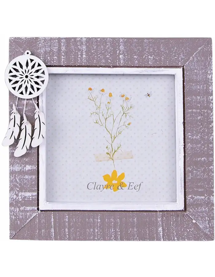 Clayre & Eef 2F0967 Fotorahmen 14x1x14 cm 10x10 cm Grau Weiß