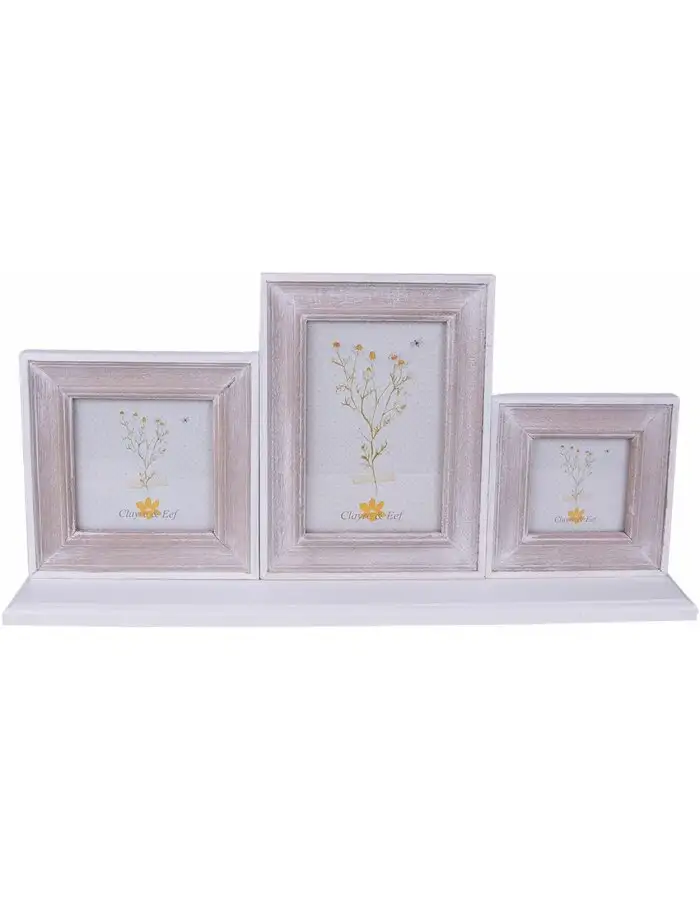 Clayre & Eef 2F0970 Fotogalerie 43x6x21 cm Braun Weiß 7x7 10x10 10x15 cm