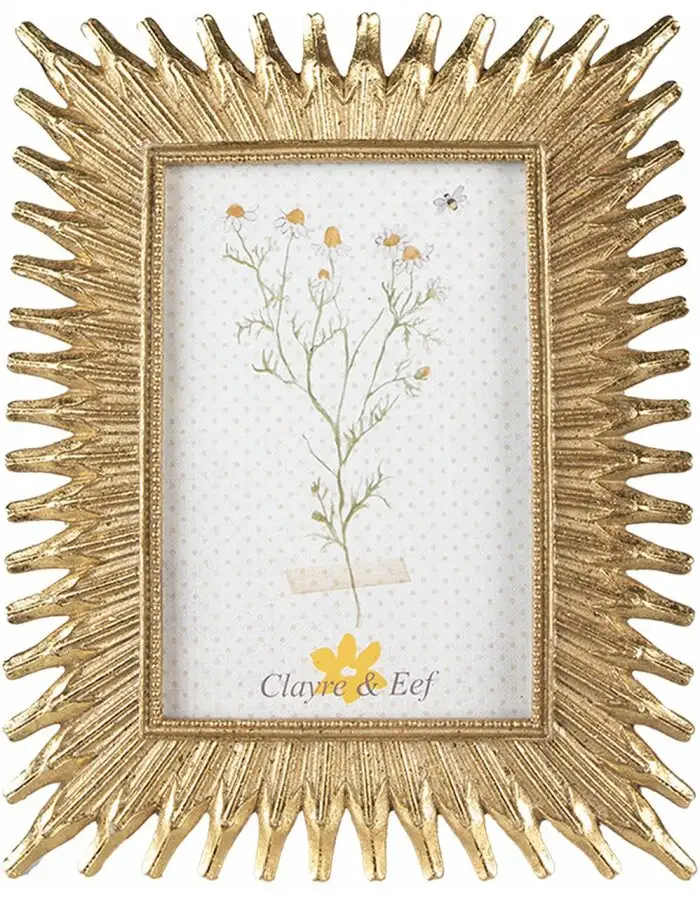 Clayre & Eef 2F1021 Fotorahmen 17x1x22 cm 10x15 cm Goldfarbig