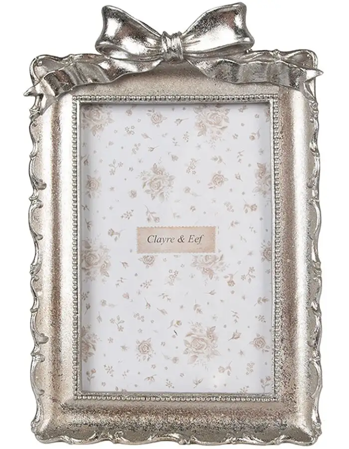 Clayre & Eef 2F1178 Fotorahmen Silberfarbig 14x3x21 cm 10x15 cm Romantisch