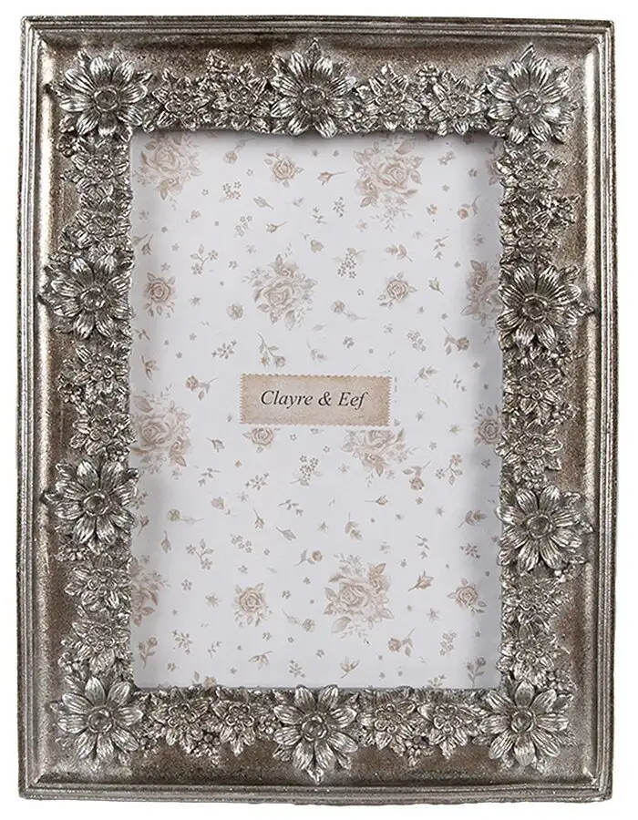 Clayre & Eef 2F1181 Fotorahmen Silber 15x2x20 cm 10x15 cm Vintage-Design