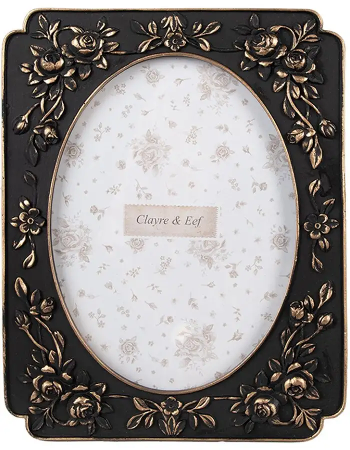 Clayre & Eef 2F1184 Fotorahmen Schwarz Vintage 13x18 cm 17x2x22 cm