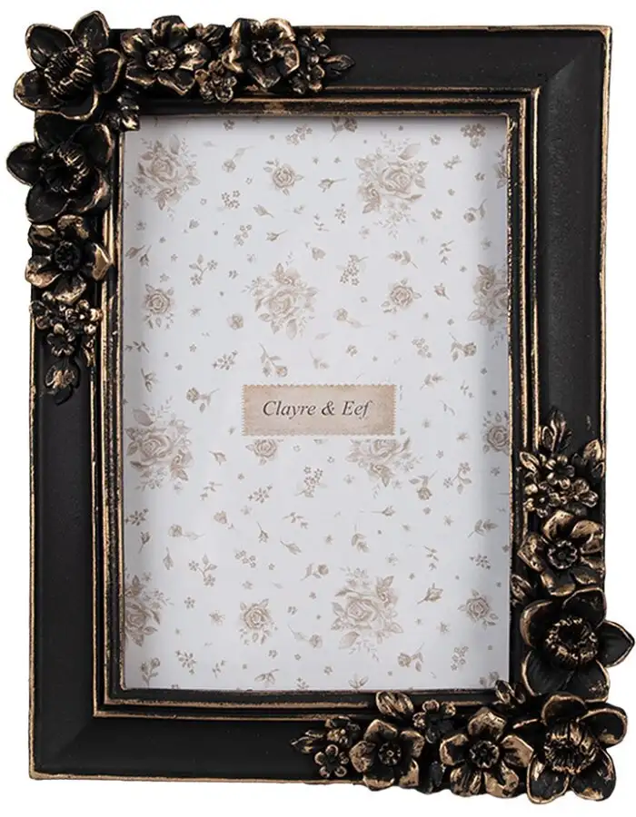 Clayre & Eef 2F1186 Fotorahmen Schwarz 15x2x20 cm Vintage Boho-Stil
