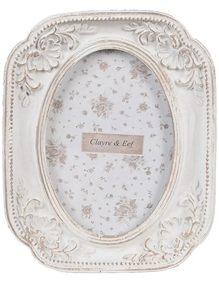 Clayre & Eef 2F1187 Fotorahmen Weiß 10x2x12 cm 6x9 cm Shabby Chic