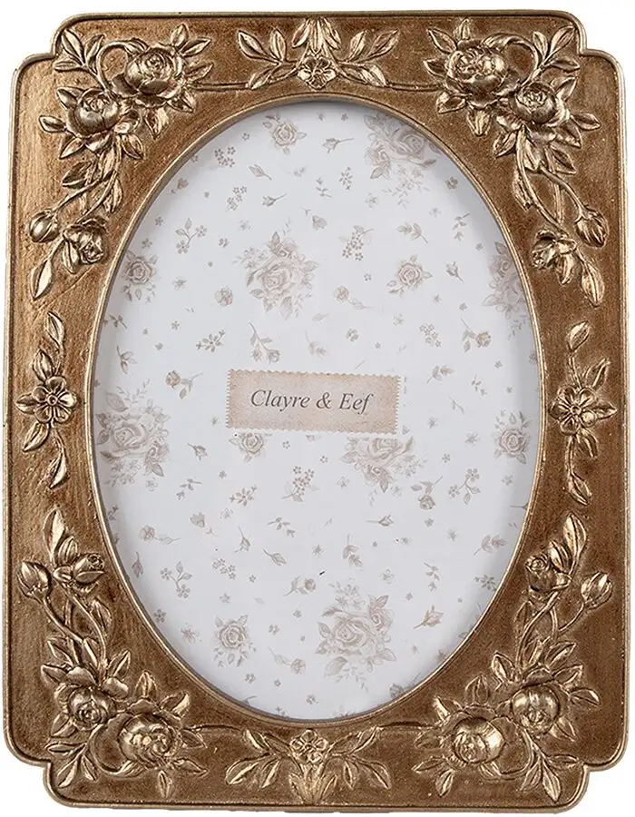 Clayre & Eef 2F1189 Fotorahmen Goldfarbig 14x2x19 cm für 10x15 cm Fotos