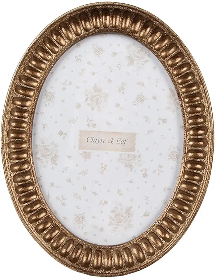 Clayre & Eef 2F1192 Bilderrahmen Gold 14x2x19 cm Oval Retro Vintage