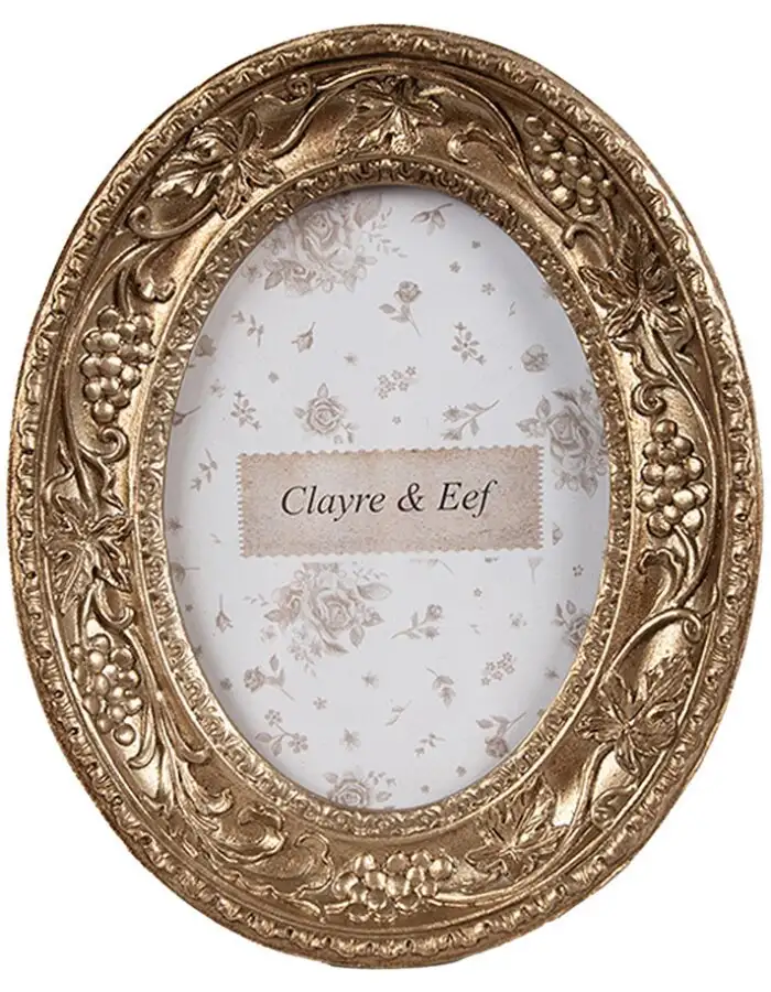 Clayre & Eef 2F1193 Fotorahmen oval goldfarbig 11x3x14 cm Barock Stil