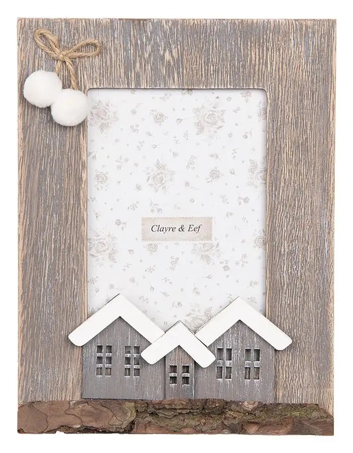 Clayre & Eef 2F1224 Fotorahmen Braun Weiß 16x3x21 cm 10x15 cm