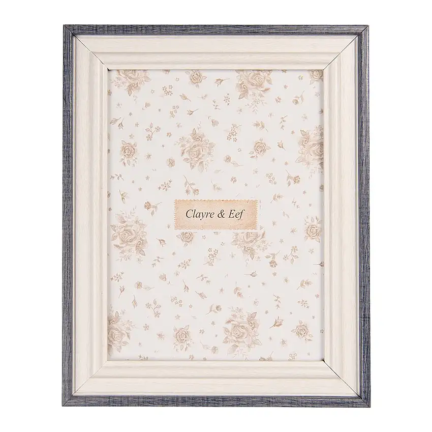 Clayre & Eef 2F1226S Bilderrahmen Weiß Blau 10x15 cm Landhausstil MDF Glas