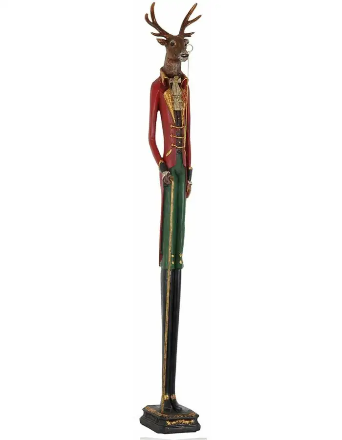 Clayre & Eef 4PR0008 Weihnachtsdekoration Hirsch Rot 12x12x92 cm