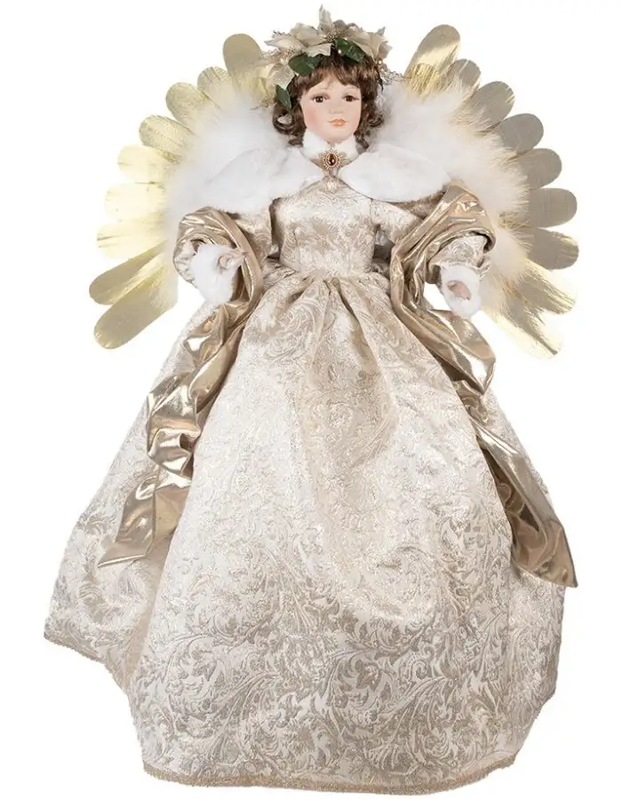 Clayre & Eef 50774 Deko Engel Beige 60x40x86 cm Weihnachtsdekoration