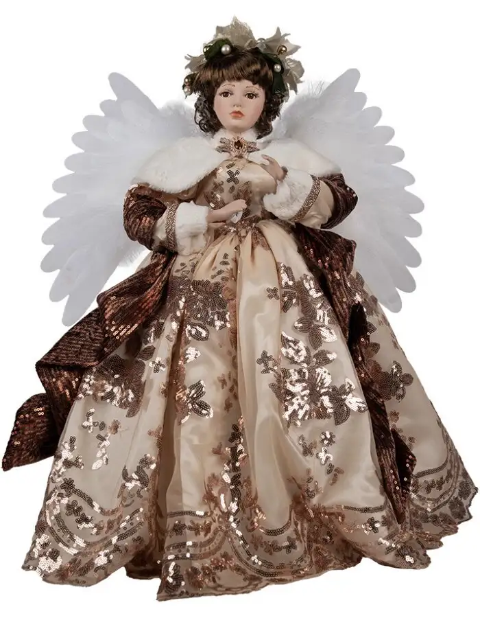 Clayre & Eef 50778 Deko Engel Beige 50x30x65 cm Weihnachten Klassisch