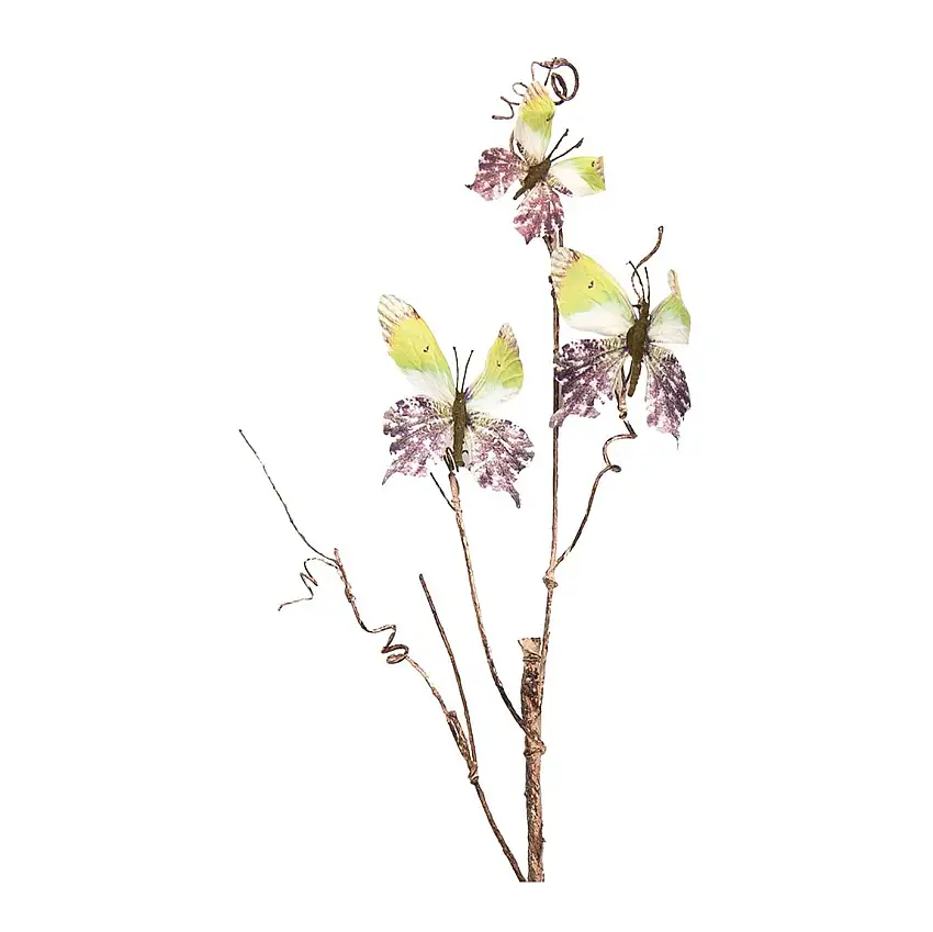Clayre & Eef 50806 Dekoration Zweig mit Schmetterlingen Grün 14x5x85 cm