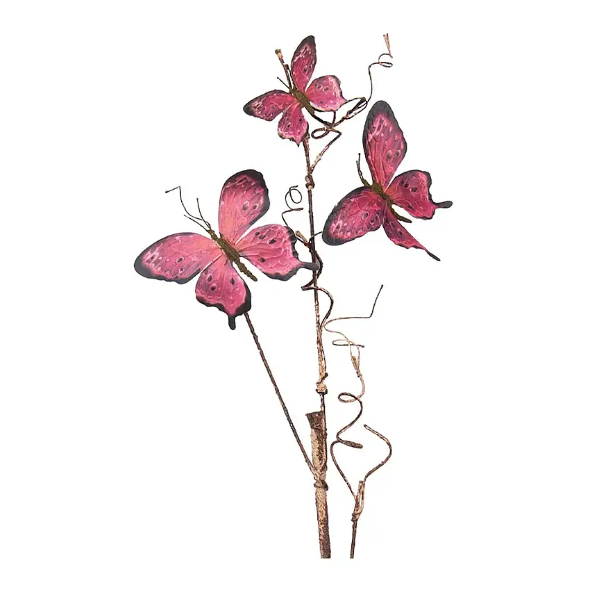 Clayre & Eef 50810 Dekoration Zweig mit Schmetterlingen Rosa 14x5x85 cm