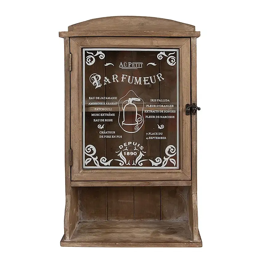 Clayre & Eef 50812 Wandschrank Braun 32x15x54 cm Vintage Glasfront