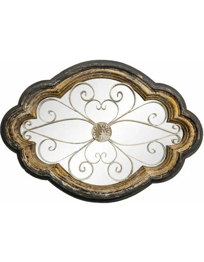 Clayre & Eef 52S238 Spiegel 70x6x100 cm Goldfarbig Schwarz Oval