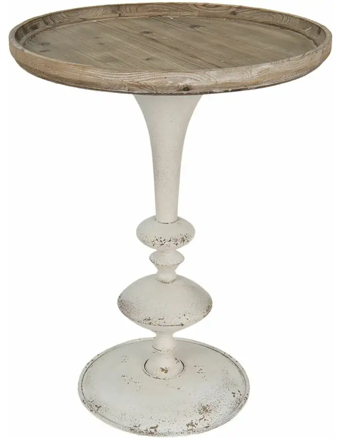 Clayre & Eef 5H0616 Beistelltisch Braun Weiß Durchmesser 60x76 cm