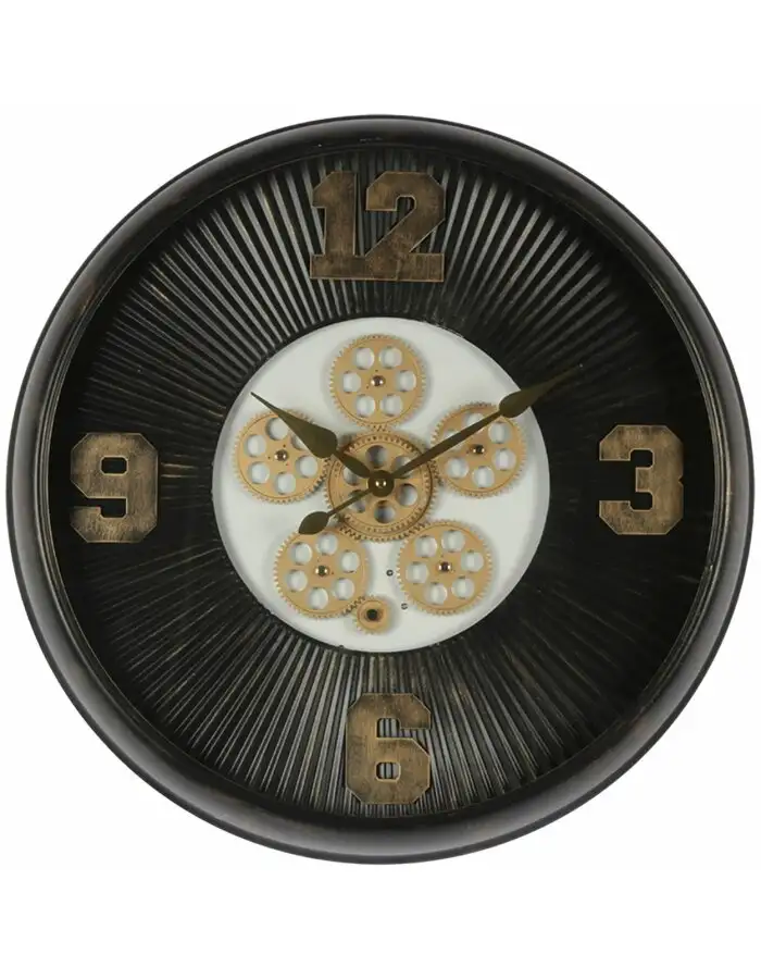 Clayre & Eef 5KL0205 Wanduhr Schwarz Ø 60 x 11 cm