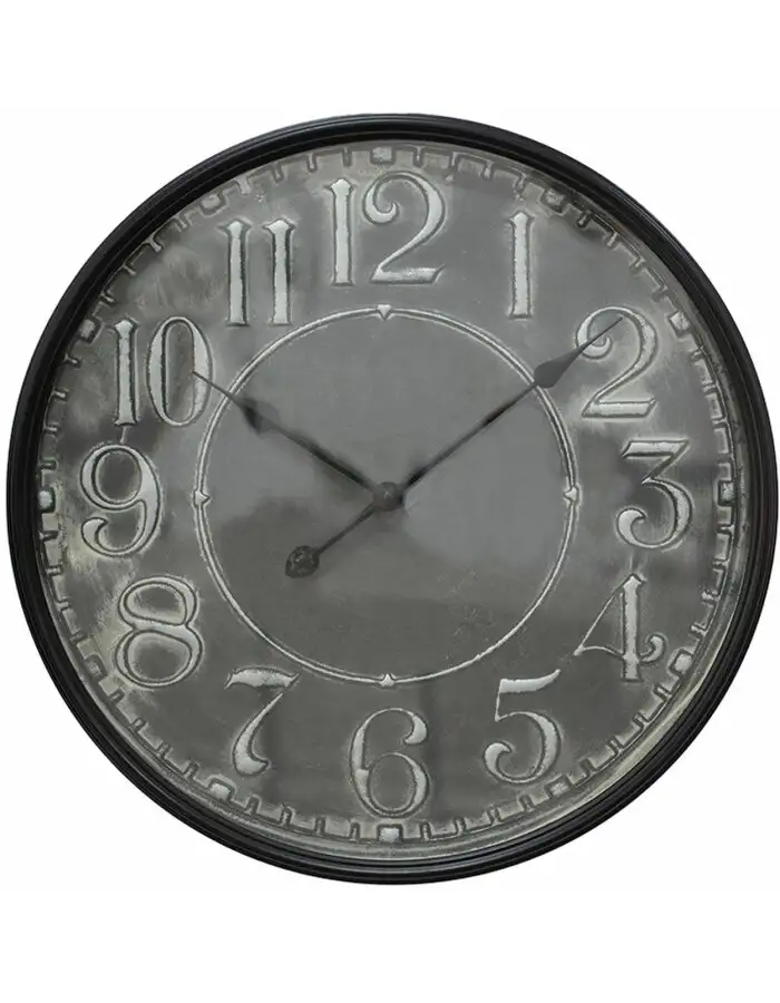 Clayre & Eef 5KL0215 Wanduhr Grau Ø 60x6 cm 1xAA Batterie