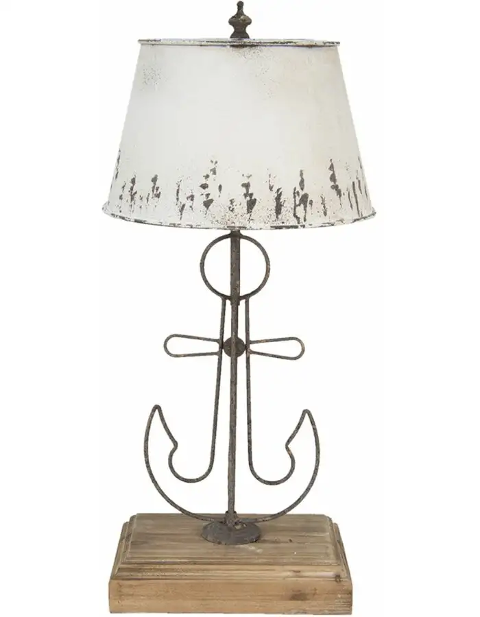 Clayre & Eef 5LMC0016 Tischlampe Beige Braun Ø 35x79 cm