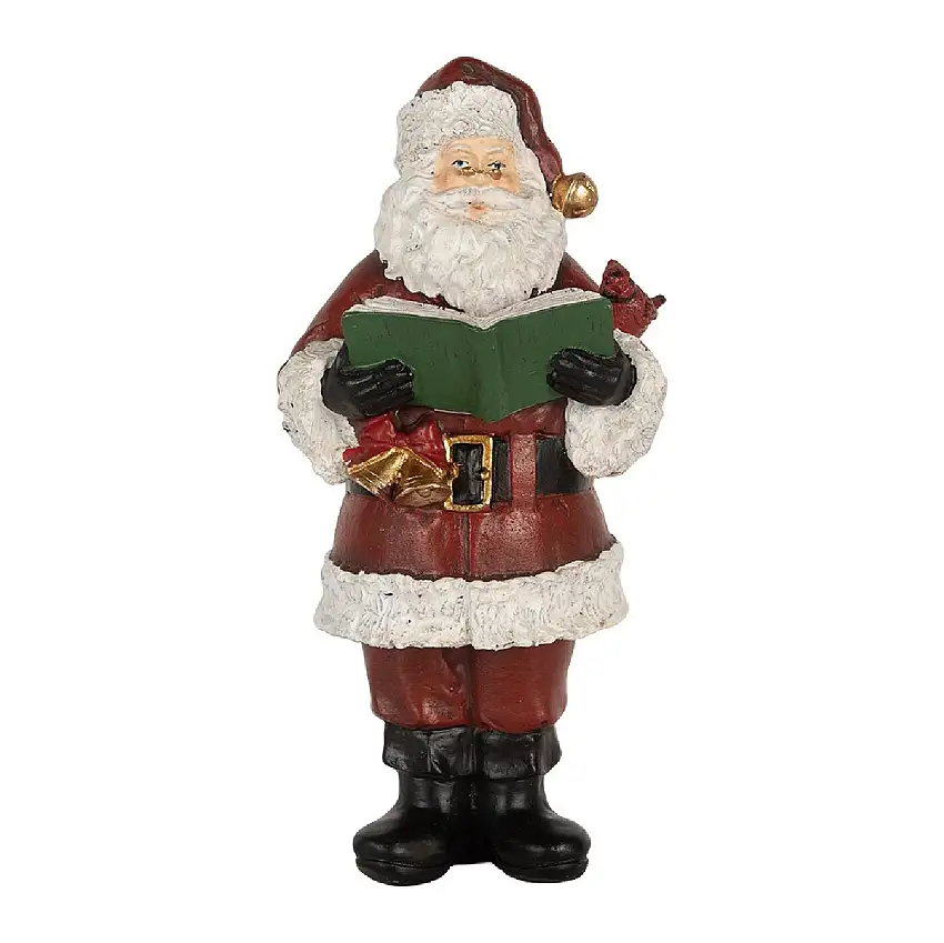 Clayre & Eef 6PR5863 Dekoration Weihnachtsmann mit Buch 10x10x21 cm