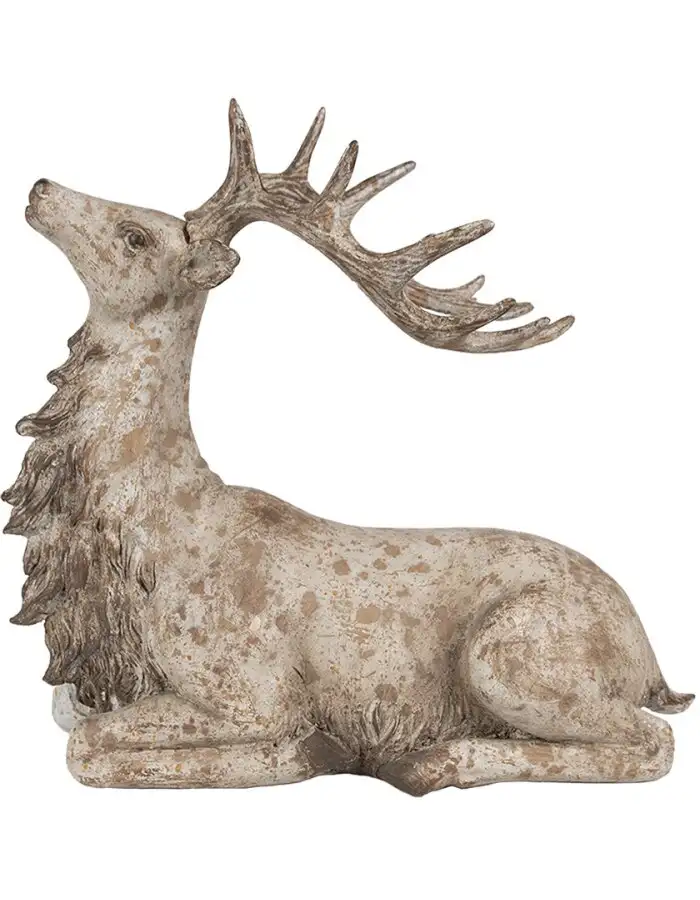 Clayre Eef Dekorationsfigur Hirsch Braun 29x15x27 cm Polyresin Ländlicher Stil