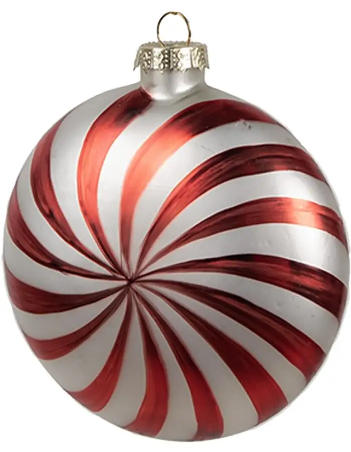 Clayre Eef Weihnachtskugel 10x4x10 cm Rot Weiß Glas festlich elegant