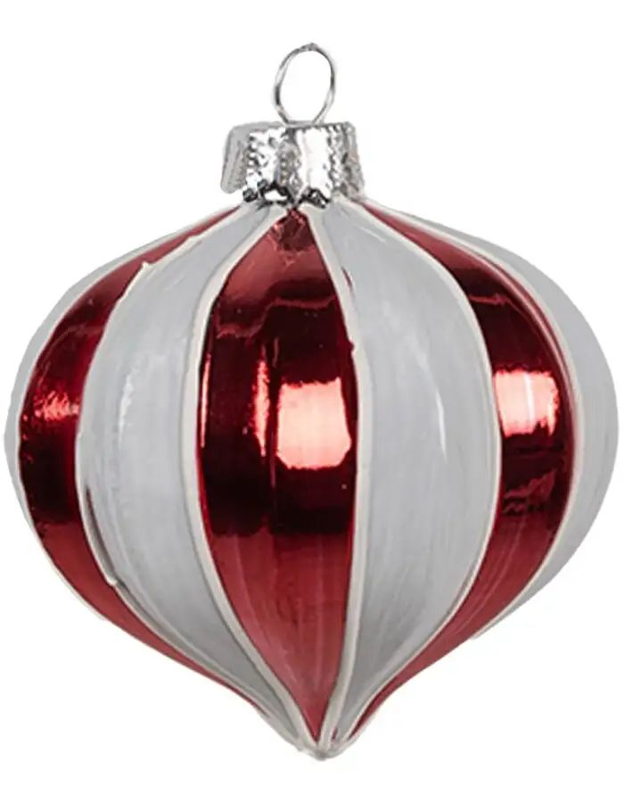 Clayre Eef Weihnachtskugel Ø 8x8 cm Rot Weiß Glas Klassisches Design