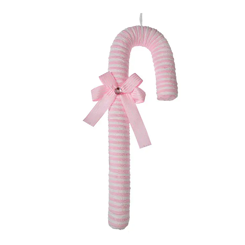 Clayre & Eef Zuckerstange Rosa Weiß 17x5x45 cm Weihnachtsdeko Landhausstil