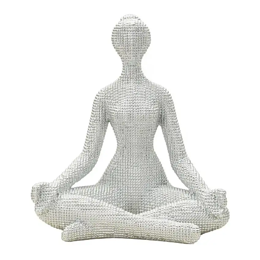 Donnina Yoga Silver Dekorfigur Polyresin Weiß Silber 20,5x15,5x23 cm