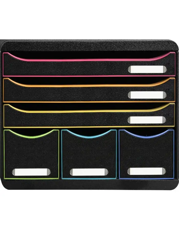 Exacompta 306914D Schubladenbox STOREBOX 6 offene Schubladen Schwarz Harlekin
