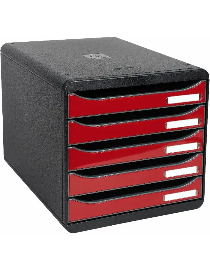 Exacompta 3097218D Schubladenbox Big Box Plus 5 Schubladen Karminrot Glossy