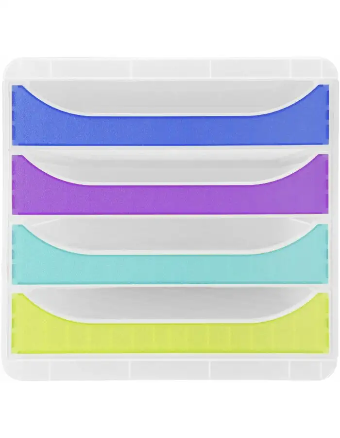 Exacompta 310399D Schubladenbox Big Box 4 Fächer Chromaline Farben sortiert