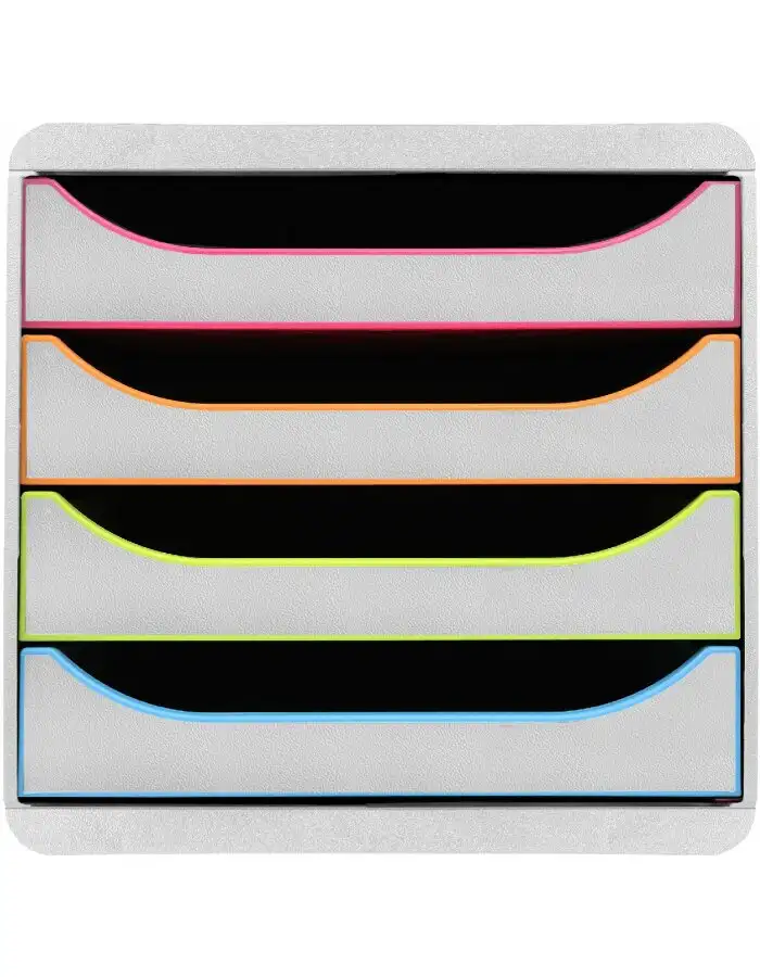 Exacompta 310913D Schubladenbox Big Box Plus 4 Fächer Weiß Harlekin