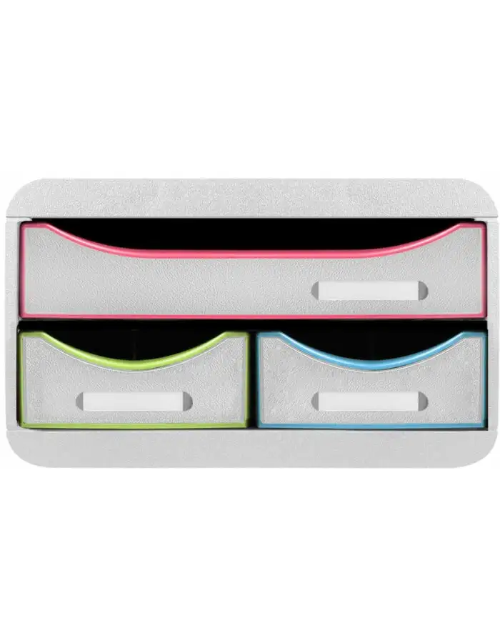 Exacompta 311913D SMALL-BOX mit 3 Schubladen Black Office Weiss Harlekin