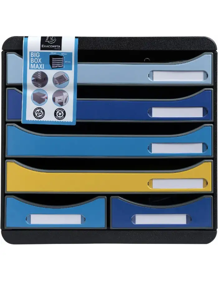 Exacompta 3124202D Schubladenbox BIG BOX MAXI 6 Schubladen Bee Blue