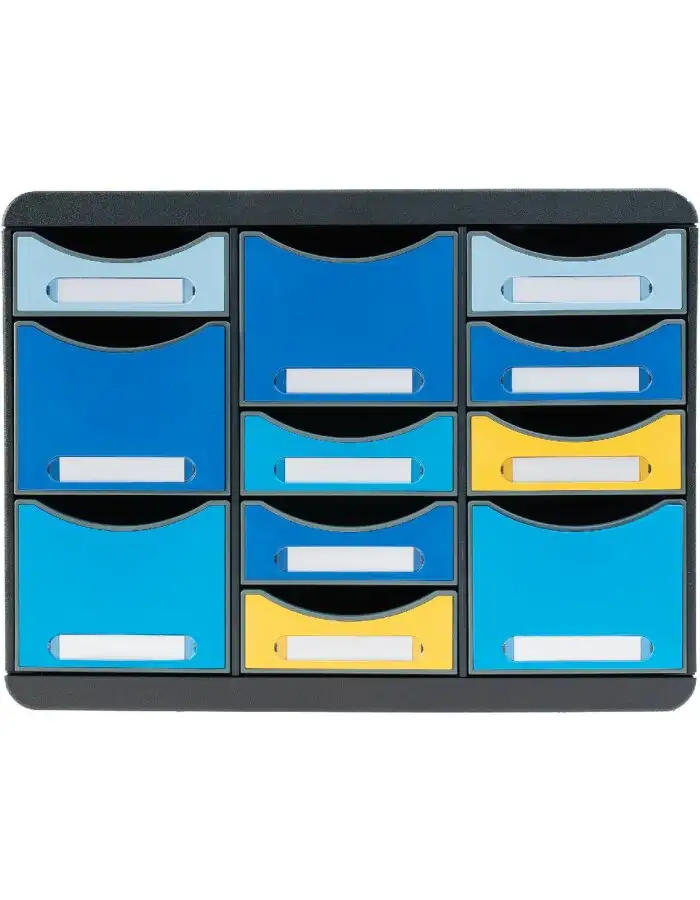 Exacompta 3137202D Schubladenbox STORE BOX MULTI 11 Schubladen Bee Blue Sortiert