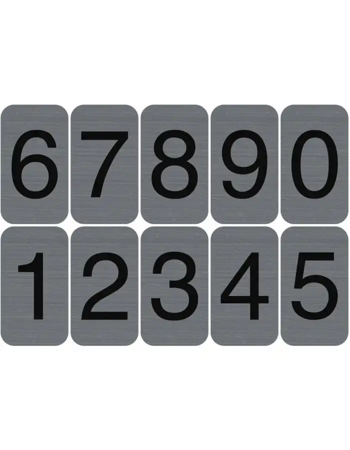 Exacompta Hinweisschilder selbstklebend Aluminium 2,5x4,4cm Grau Ziffern 0-9