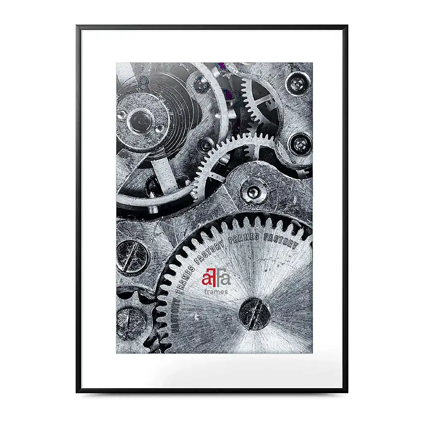 FramesFactory Aluminium Bilderrahmen 60x80 cm Schwarz Kunstglas