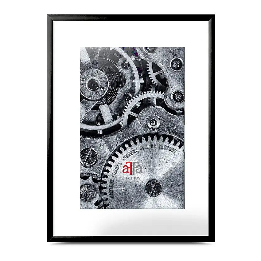 FramesFactory Aluminiumrahmen 29,7x42 cm schwarz Blockprofil Kunstglas DIN A3