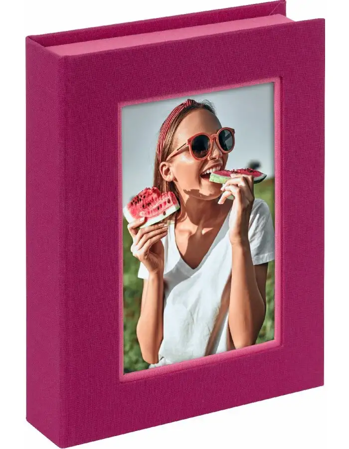 Goldbuch Aufbewahrungsbox Bella Vista fuchsia pink mit Fotofenster 19x14x3,8 cm