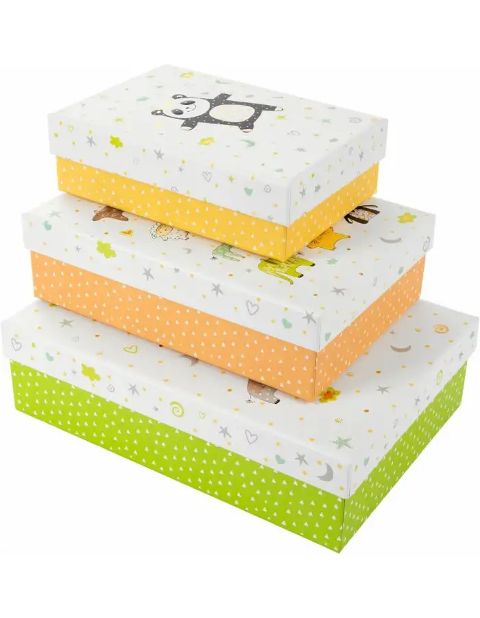 Goldbuch Kartonagen-Set Animal Pyramid 3-teilig mit Goldprägung bunt