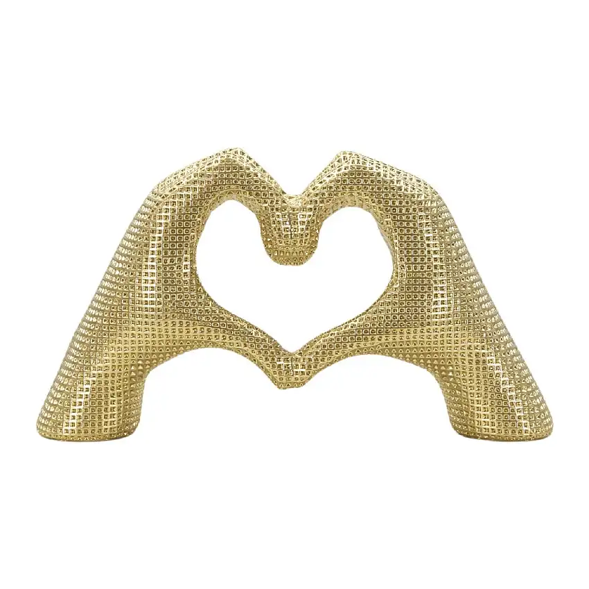 Hands Lover Skulptur Goldfarben Polyresin 25x7.5x13.5cm Dekofigur Herzform