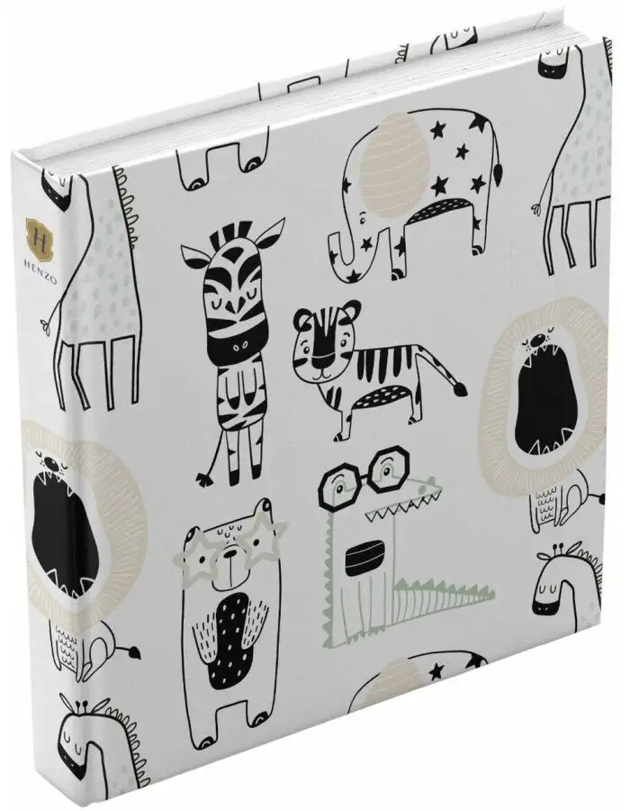 Henzo Jumbo Fotoalbum Drawing 30x30 cm 100 weiße Seiten Tiermotive Kunstdruck